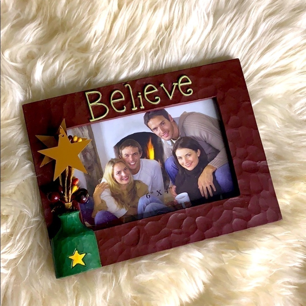 Set of 4 New BELIEVE 4”x6” rectangle holiday faith spiritual hope photo frame
